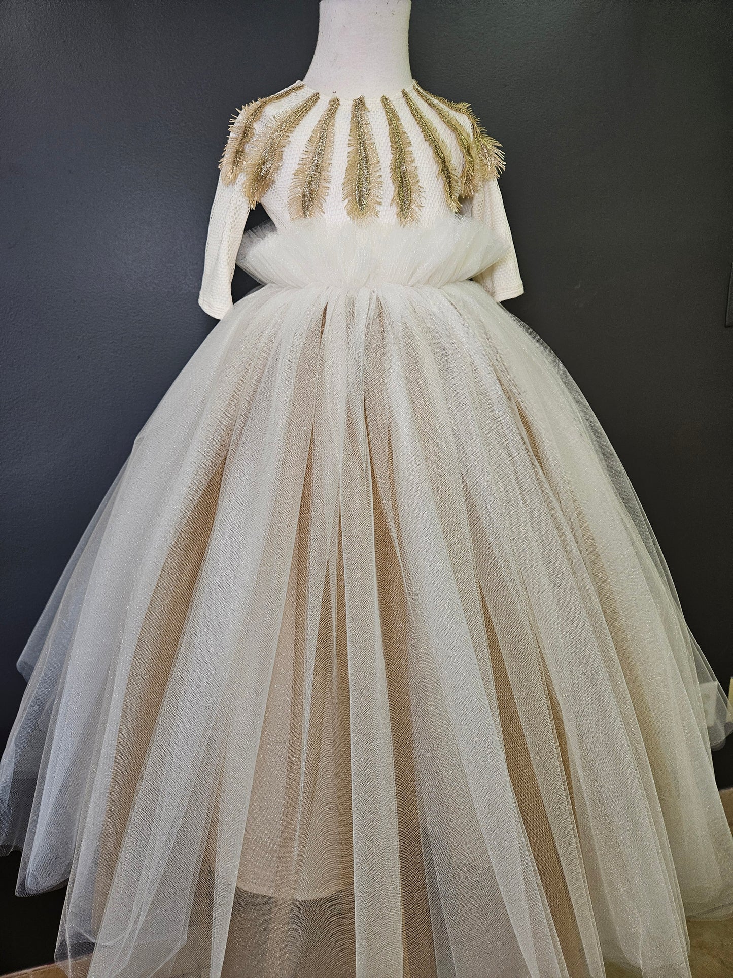Cream gown w/ gold trim