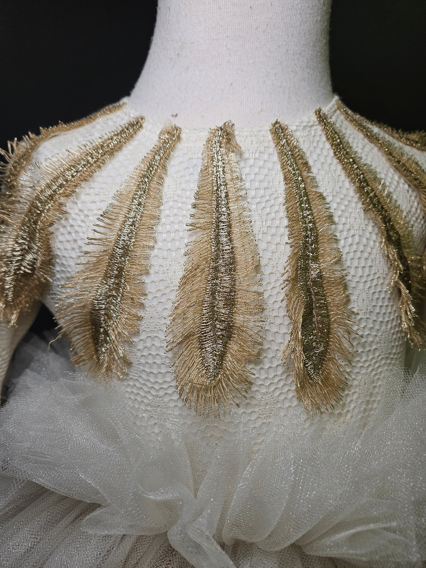 Cream gown w/ gold trim