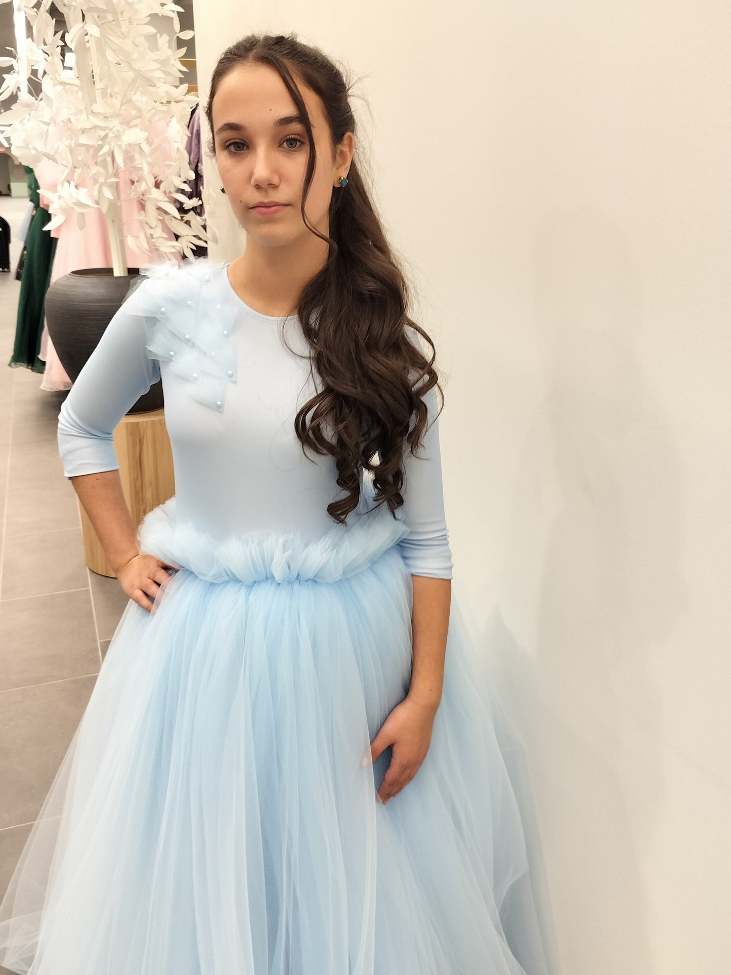 Baby Blue Mesh Gown