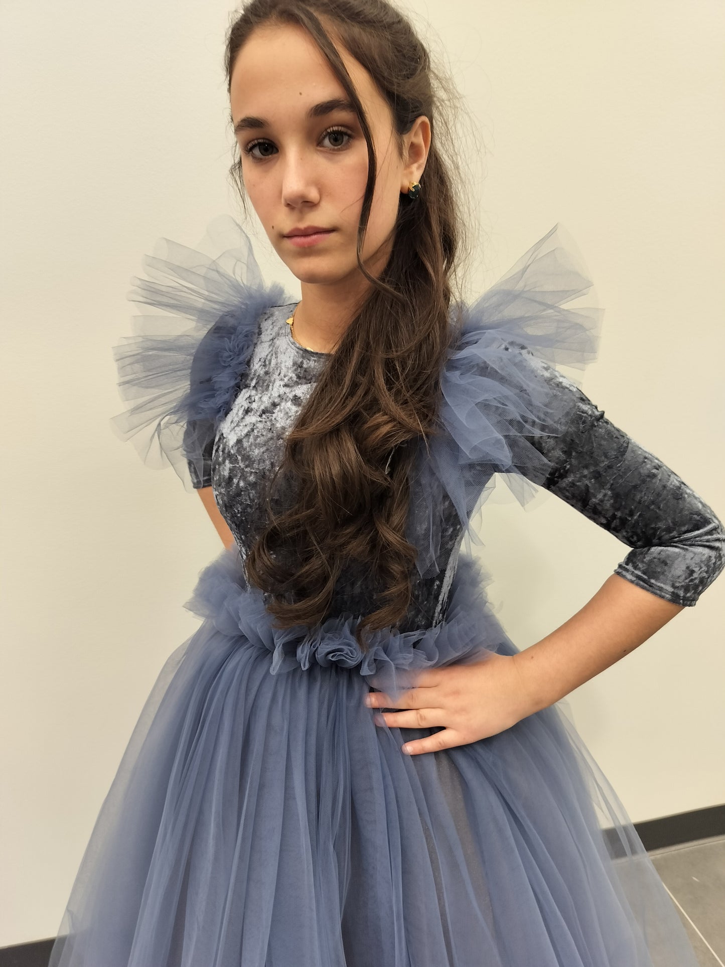 Dusty Blue Velvet Gown