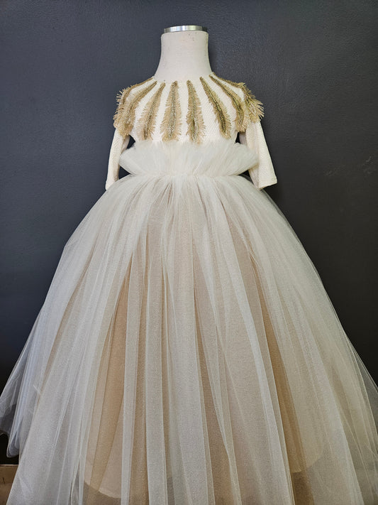 Cream gown w/ gold trim